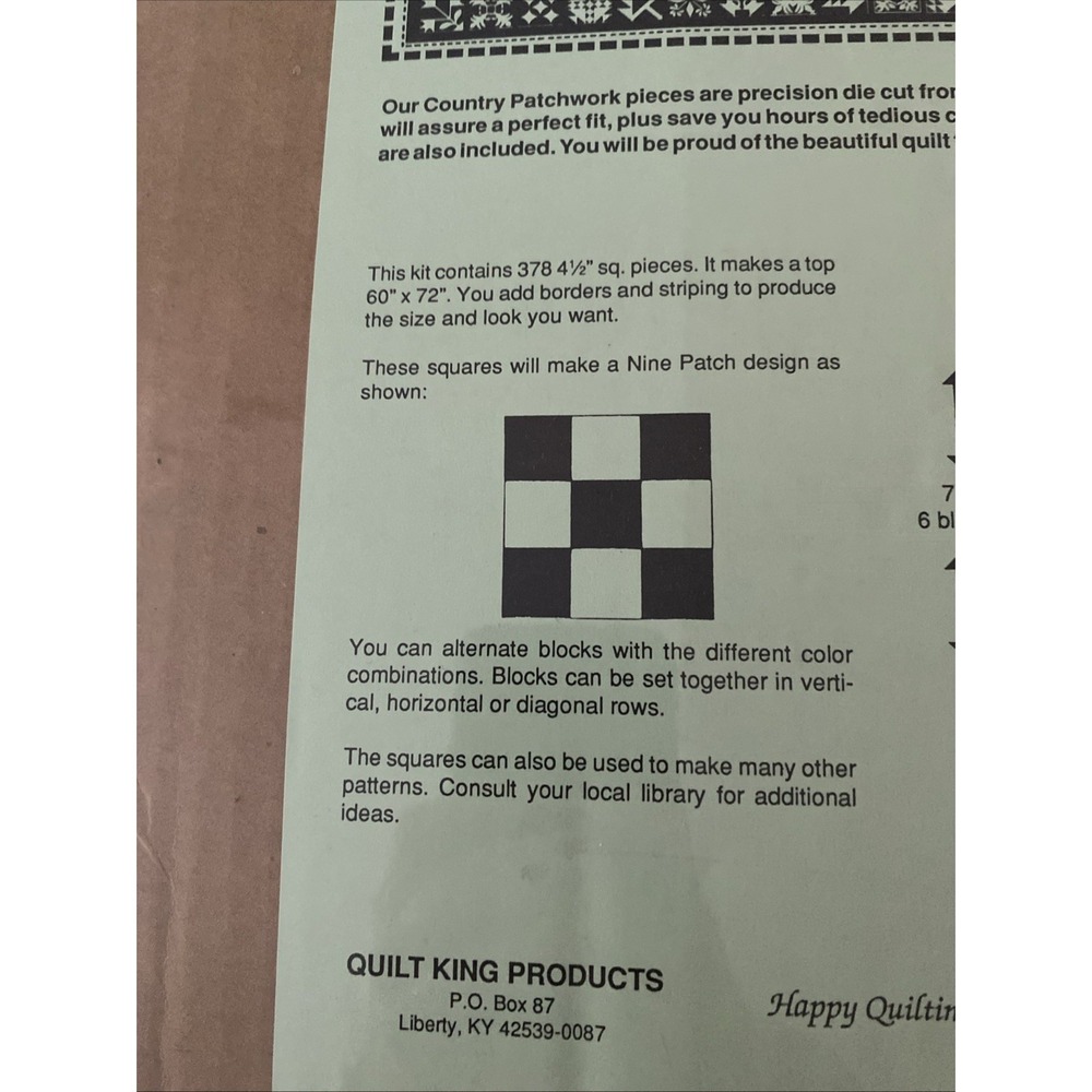 Craft Quilt Blocks, " Country Patchwork, Perfect Quilt Pieces, 60x72" Kit Blue - Picture 7 of 10